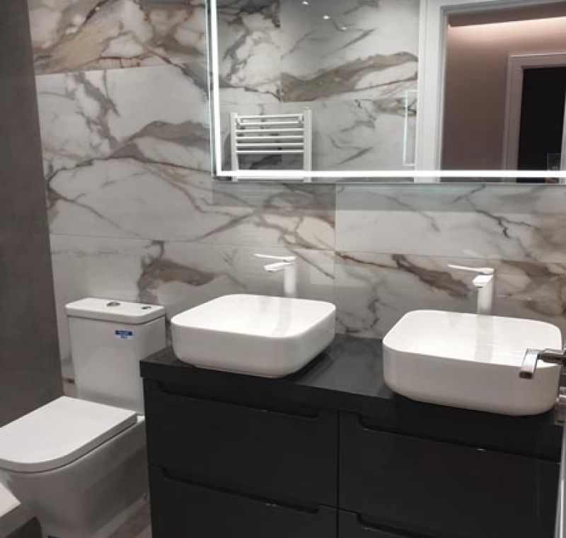 Mueble con doble lavabo